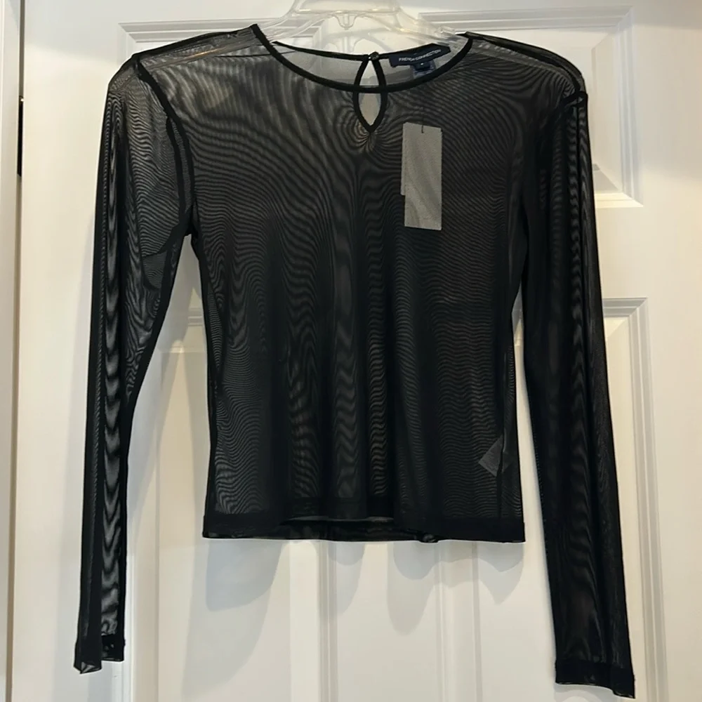 FRENCH CONNECTION NWT Sheer Long sleeve top Size S - Picture 2 of 6